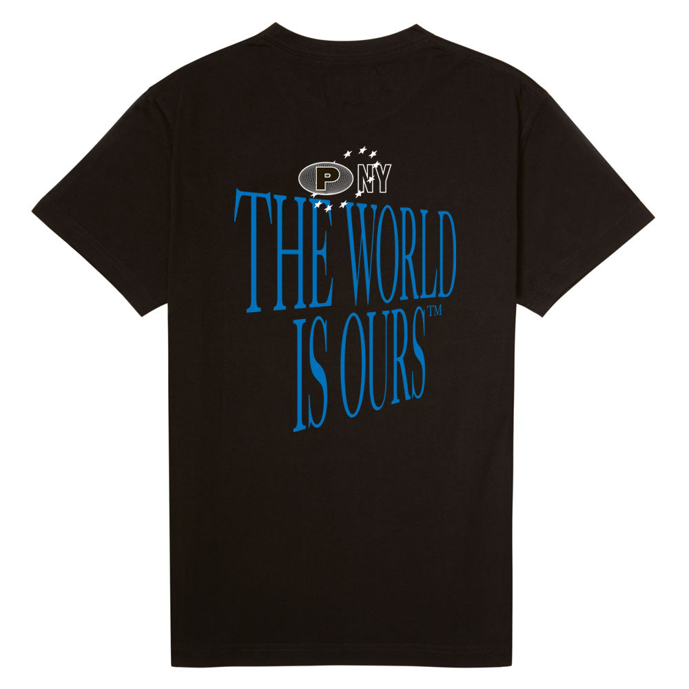 Load image into Gallery viewer, BLACK &#39;THE WORLD IS OURS&#39; SUPIMA® T-SHIRT