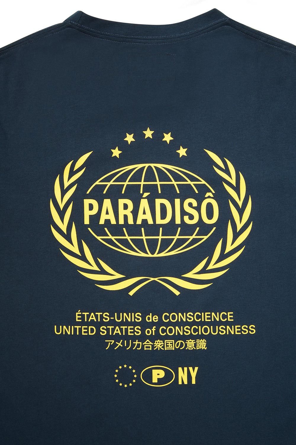 Load image into Gallery viewer, Paradiso Navy Crested Short-Sleeved Supima T-Shirt Back Detail