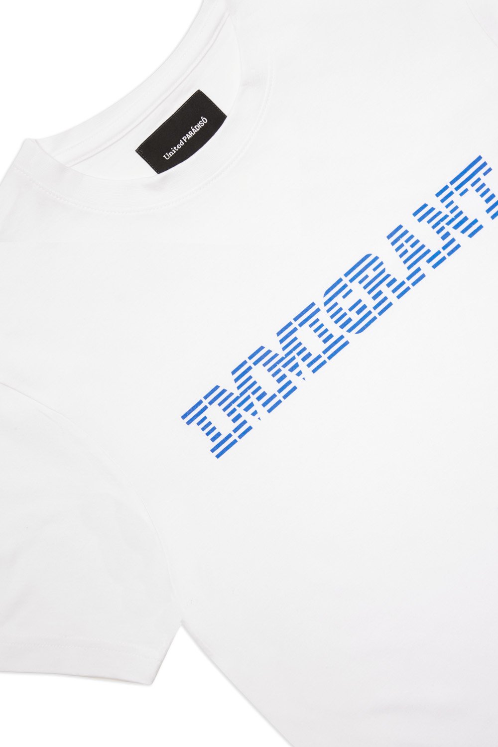 Load image into Gallery viewer, Paradiso White Immigrant Short-Sleeved Supima Charity T-Shirt Front Detail