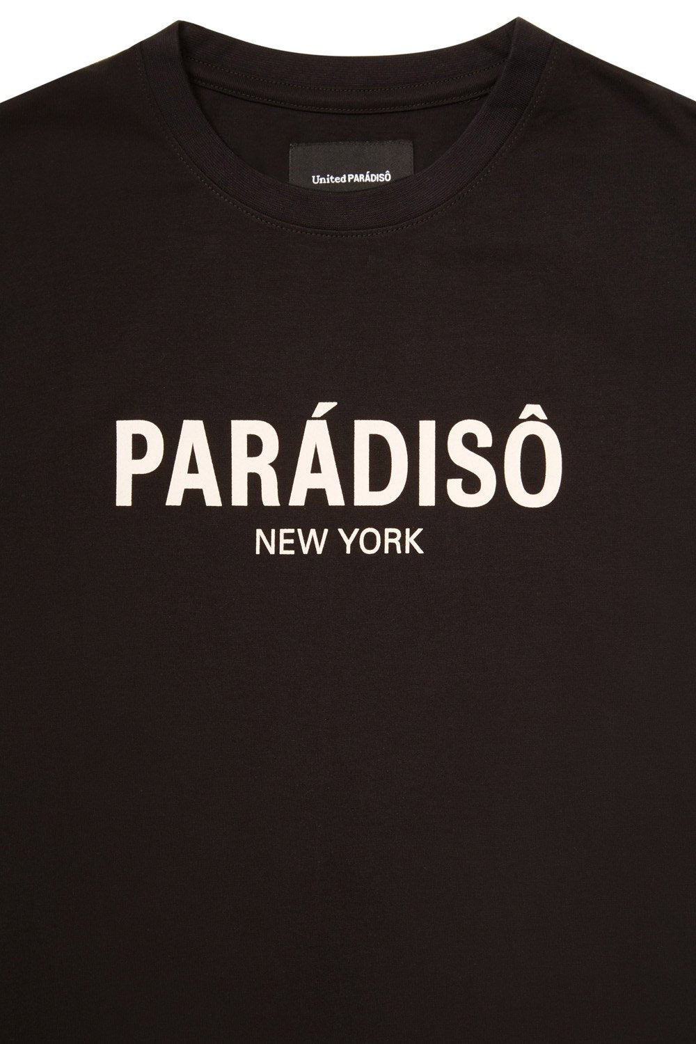 Load image into Gallery viewer, Paradiso Black Logo Short-Sleeved Supima T-Shirt Front Detail