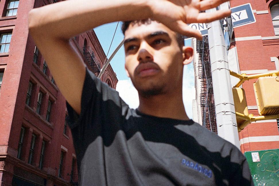 Paradiso Black Embroidered Logo Short-Sleeved Supima T-Shirt