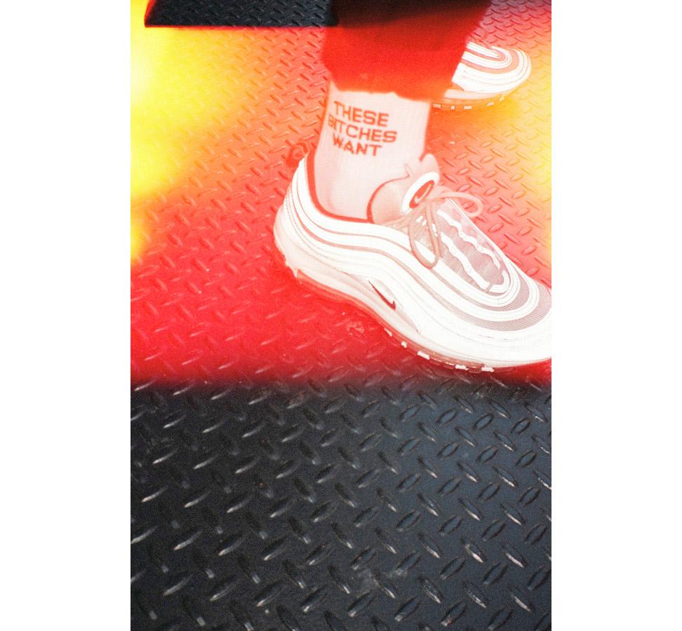 Load image into Gallery viewer, WHITE &#39;THESE BITCHES WANT&#39; SUPIMA® CREW SOCKS